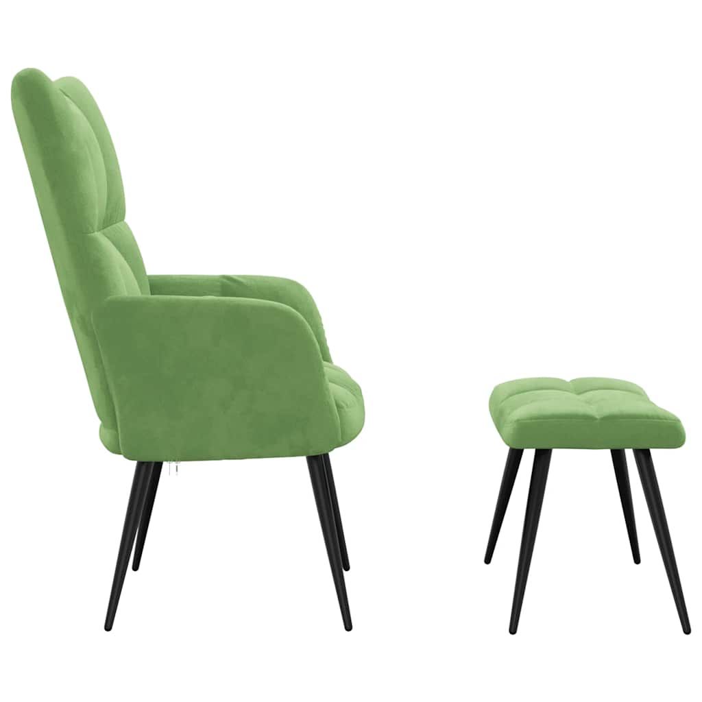 Relaxsessel mit Hocker Hellgrün Samt