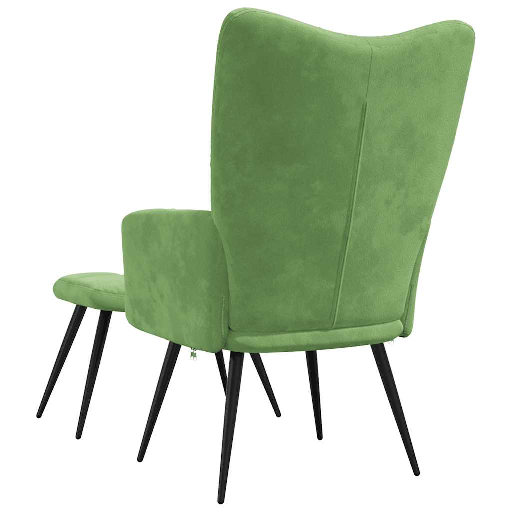 Relaxsessel mit Hocker Hellgrün Samt
