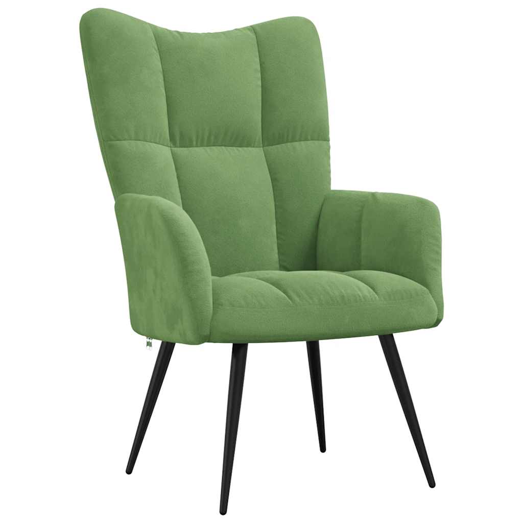 Relaxsessel mit Hocker Hellgrün Samt