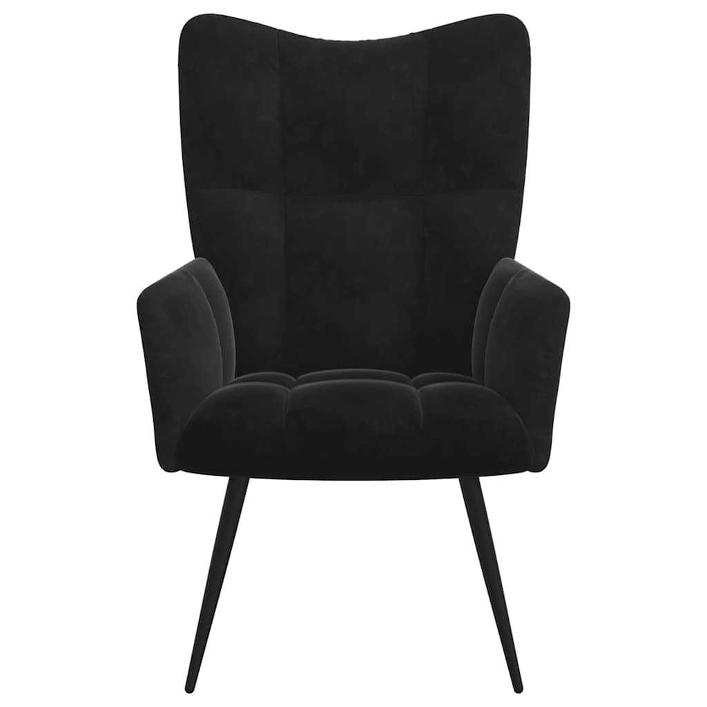 Relaxsessel mit Hocker Schwarz Samt