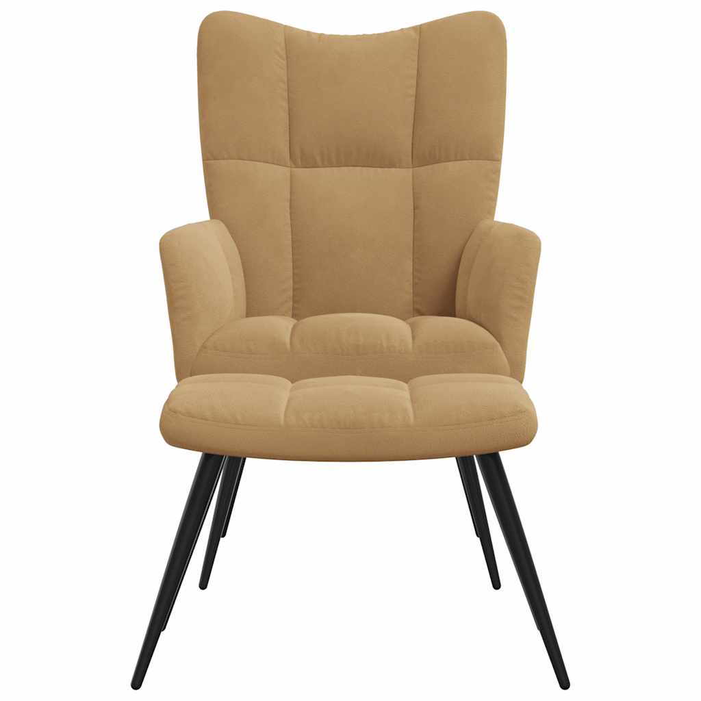 Relaxsessel mit Hocker Braun Samt