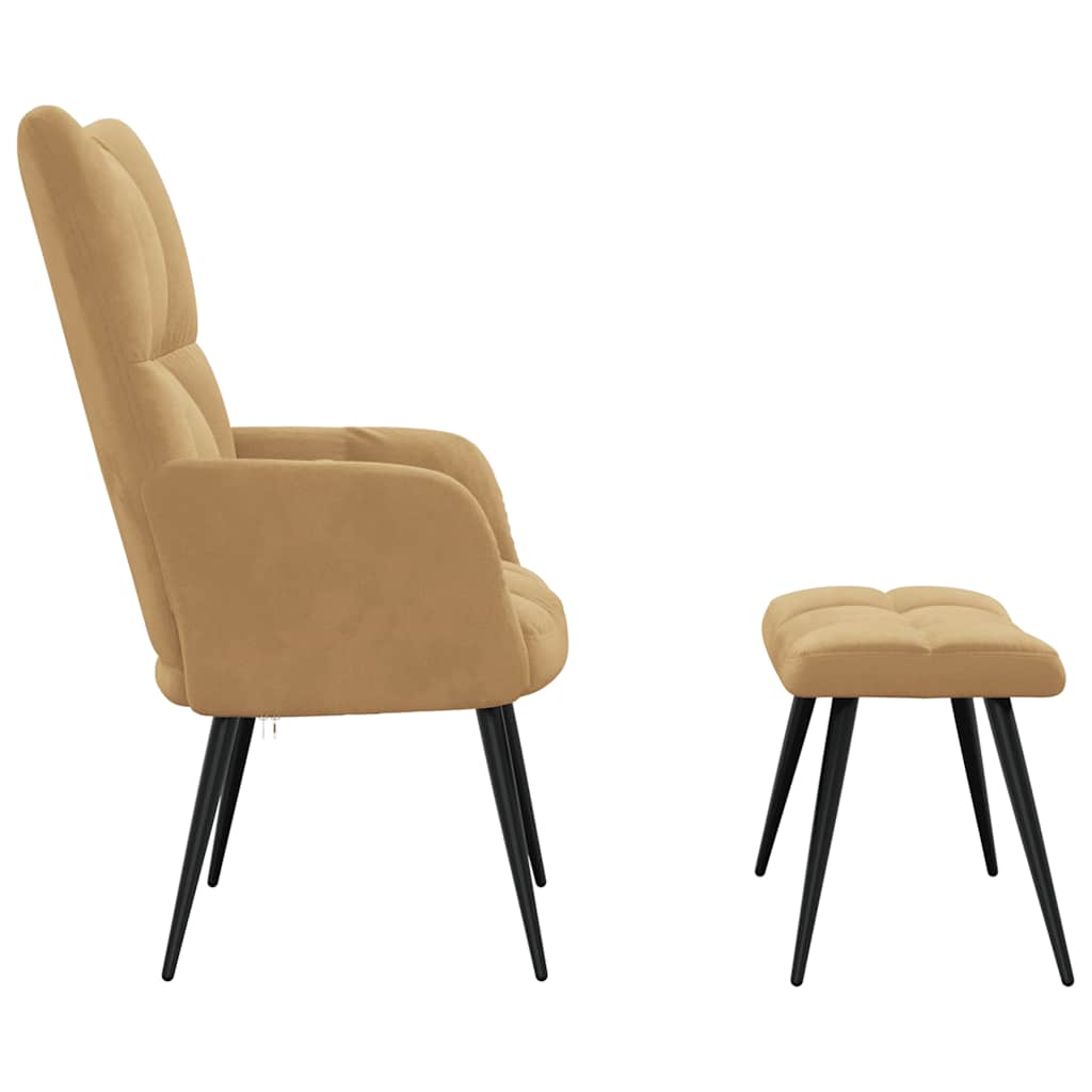 Relaxsessel mit Hocker Braun Samt