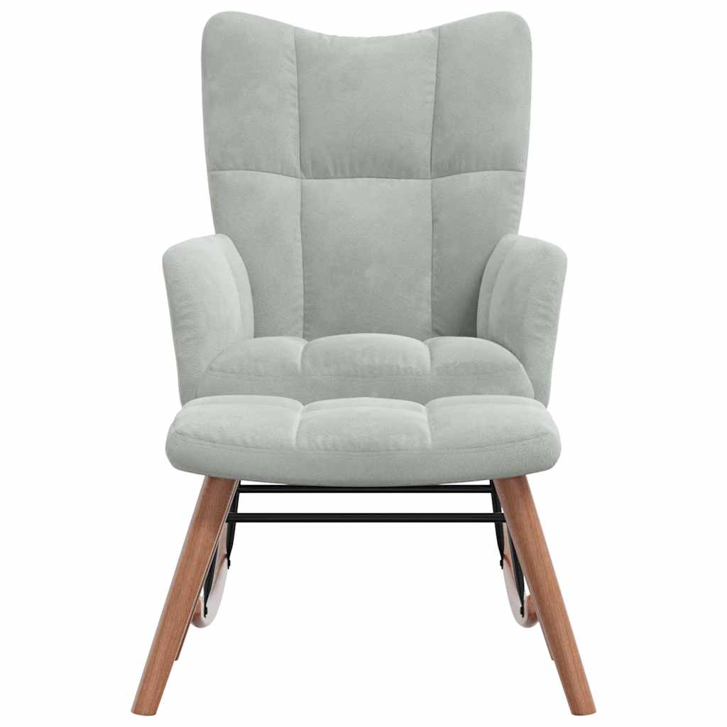 Rocking chair with stool light grey velvet