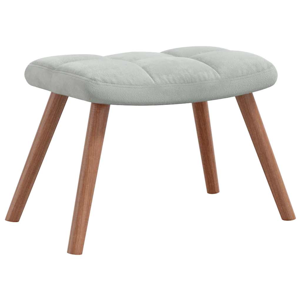 Rocking chair with stool light grey velvet