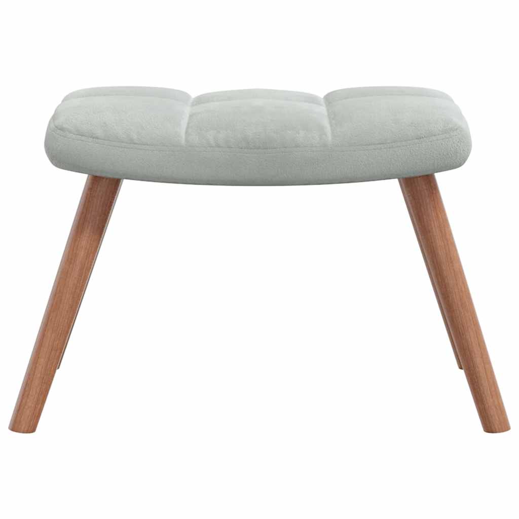 Rocking chair with stool light grey velvet