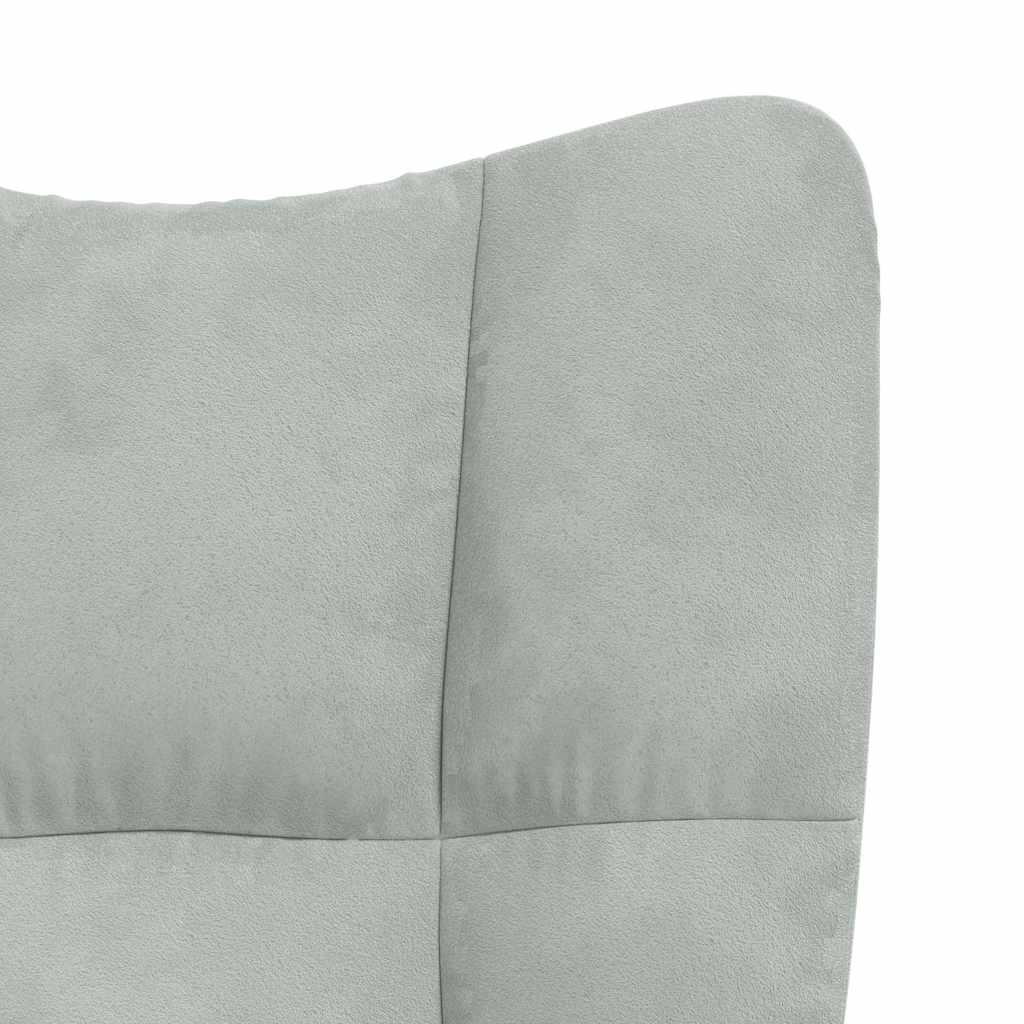 Rocking chair with stool light grey velvet