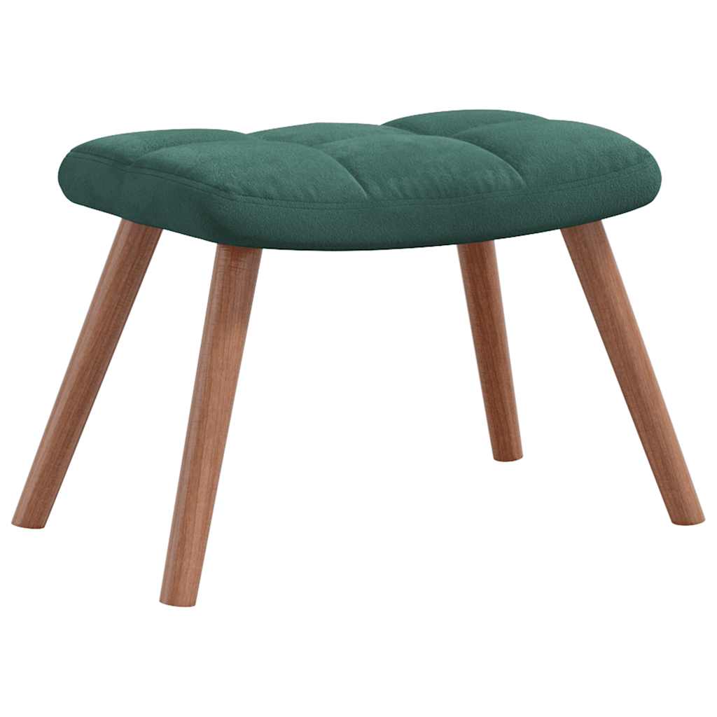 Rocking chair with stool velvet dark green