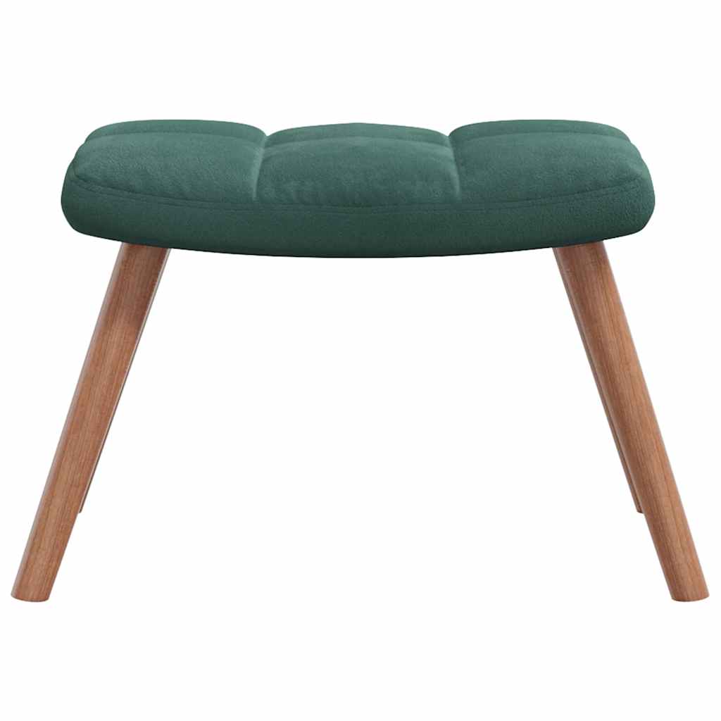 Rocking chair with stool velvet dark green