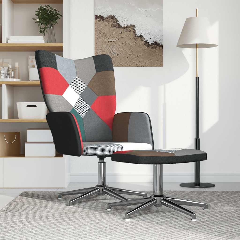 Relaxsessel mit Hocker Patchwork Stoff