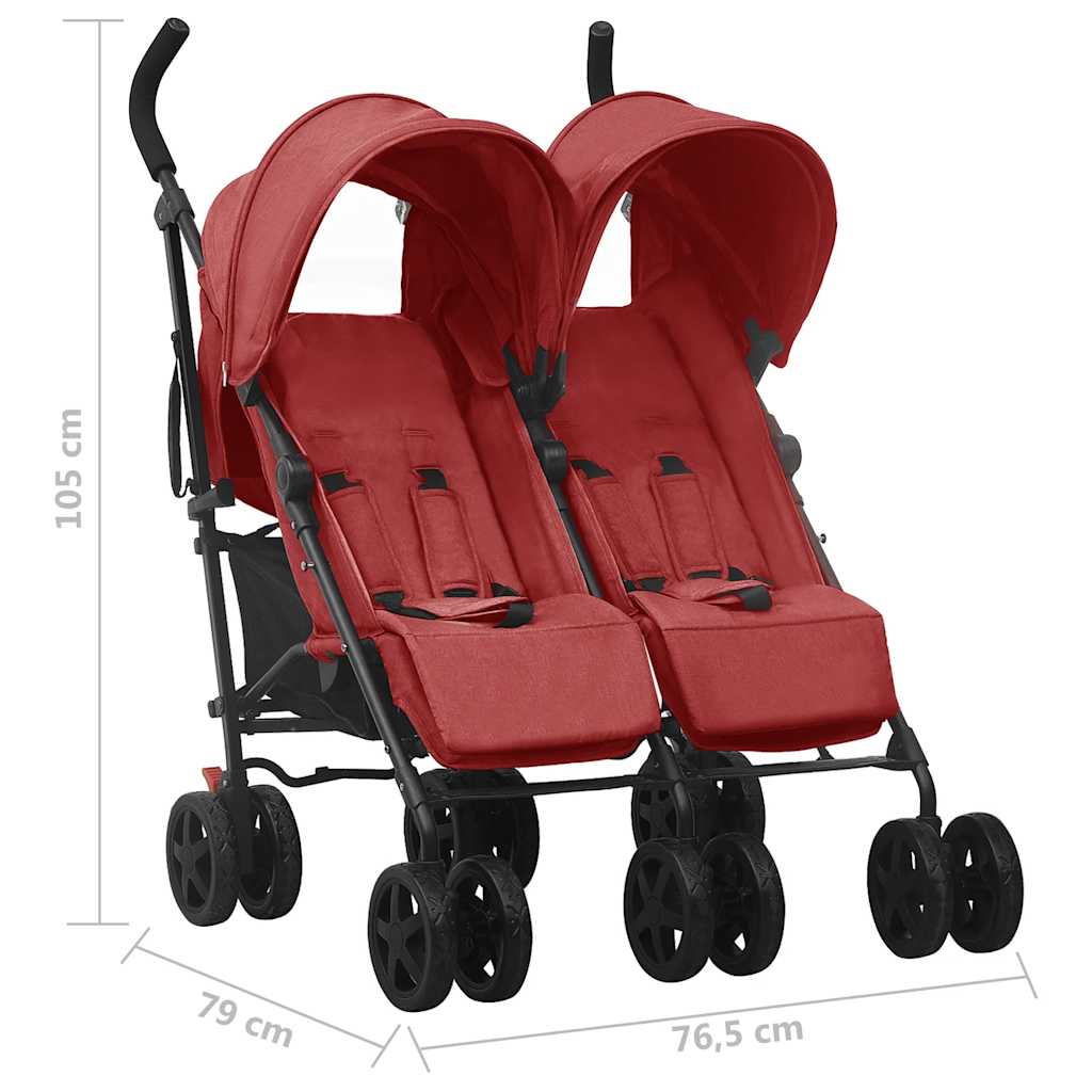 Double stroller red steel