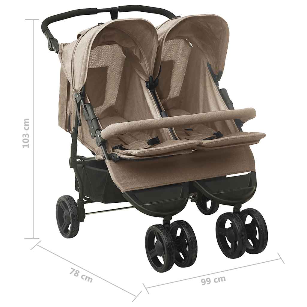 Double stroller taupe steel