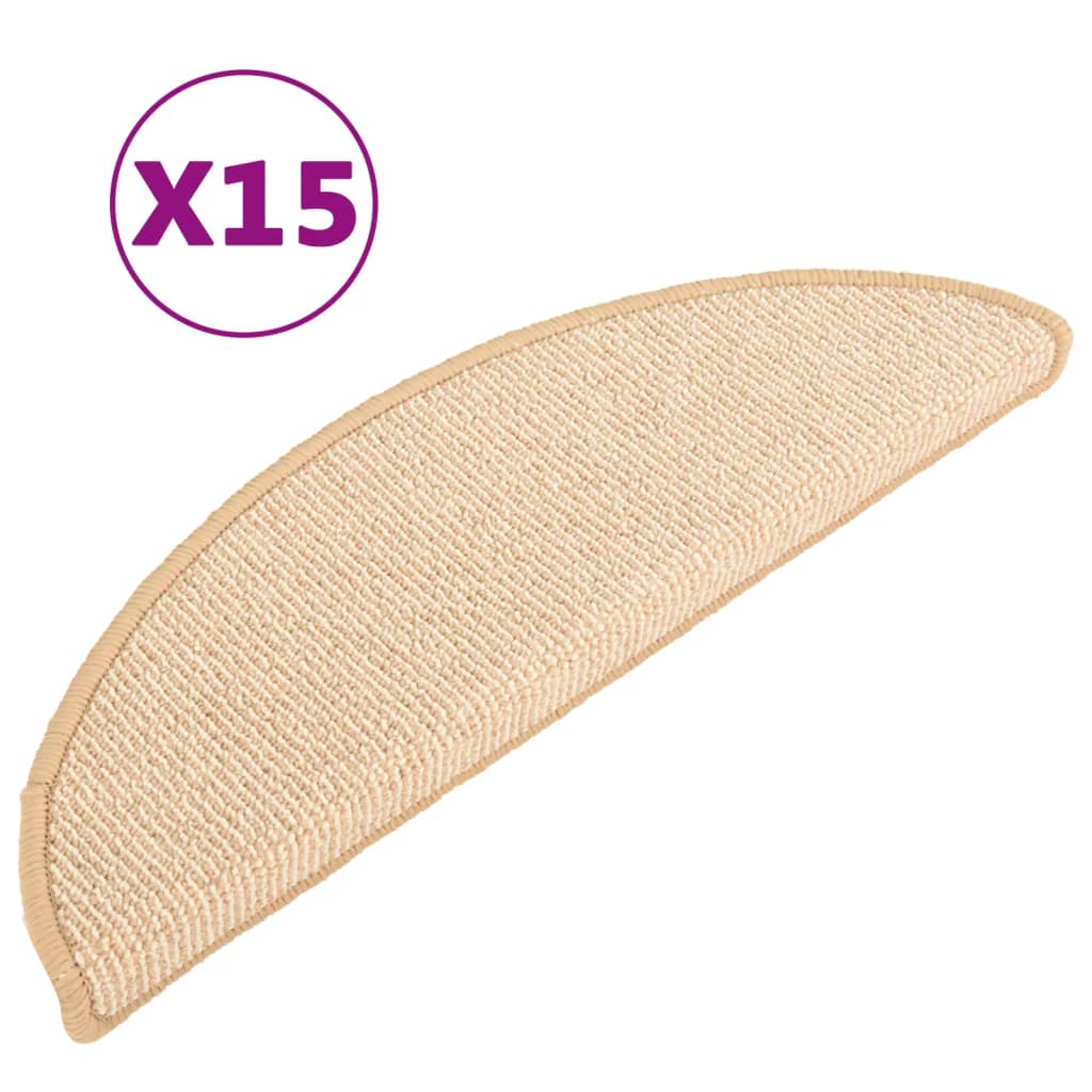 Stair mats 15 pcs. Cream 56x17x3 cm