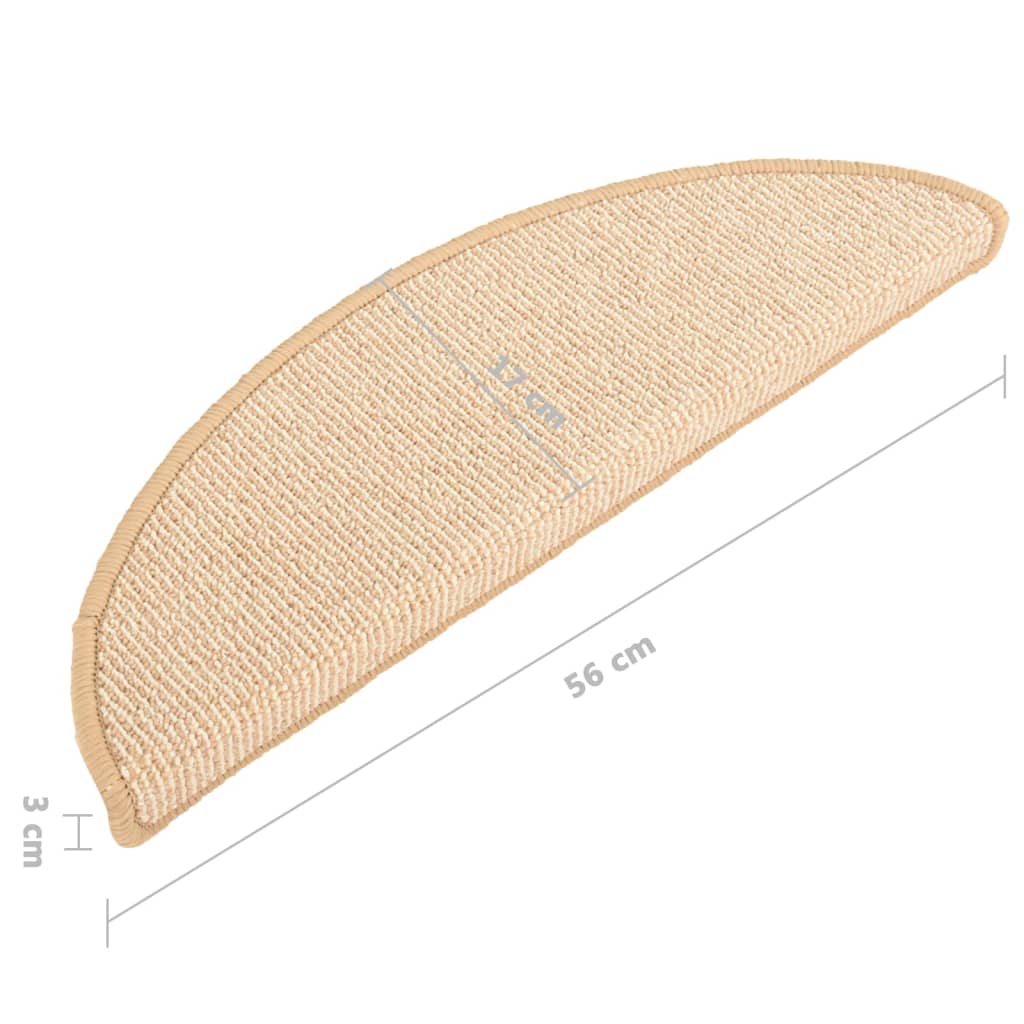 Stair mats 15 pcs. Cream 56x17x3 cm