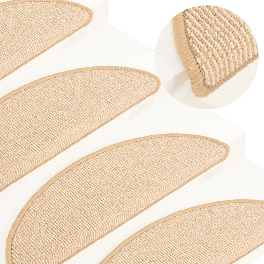 Stair mats 15 pcs. Cream 56x17x3 cm