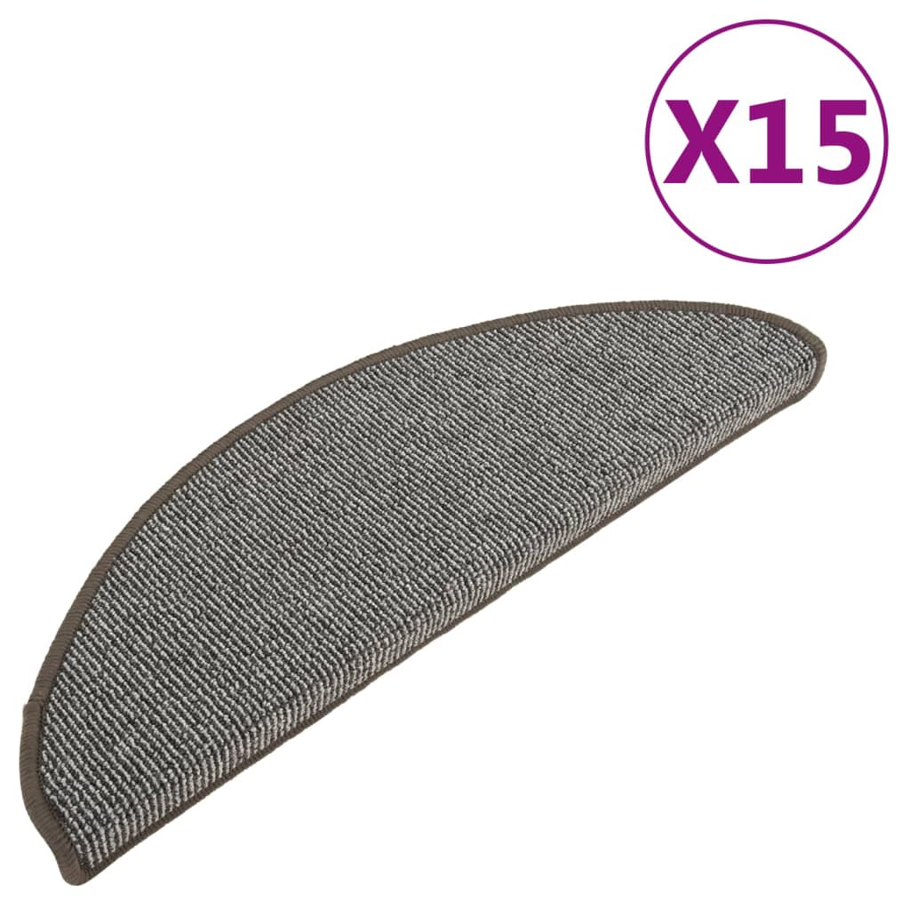 Stair mats 15 pcs. Grey 65x21x4 cm