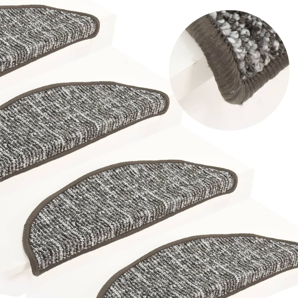 Stair mats 15 pcs. Anthracite 56x17x3 cm