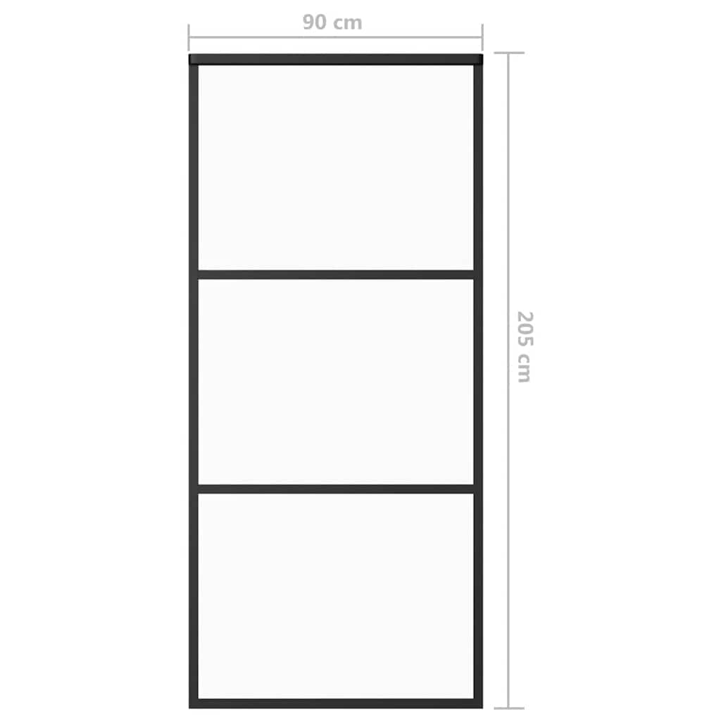 Sliding door tempered glass and aluminum 90x205 cm black