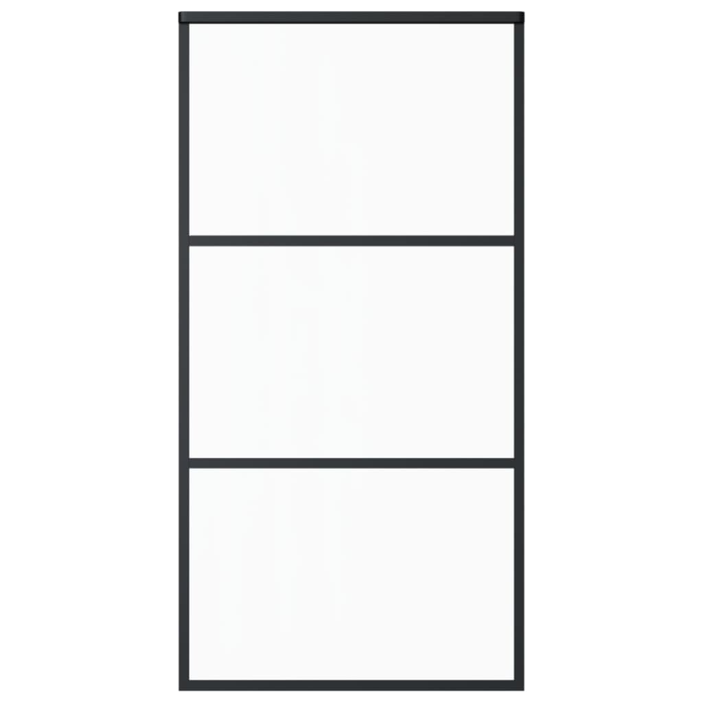 Sliding door tempered glass and aluminum 102x205 cm black