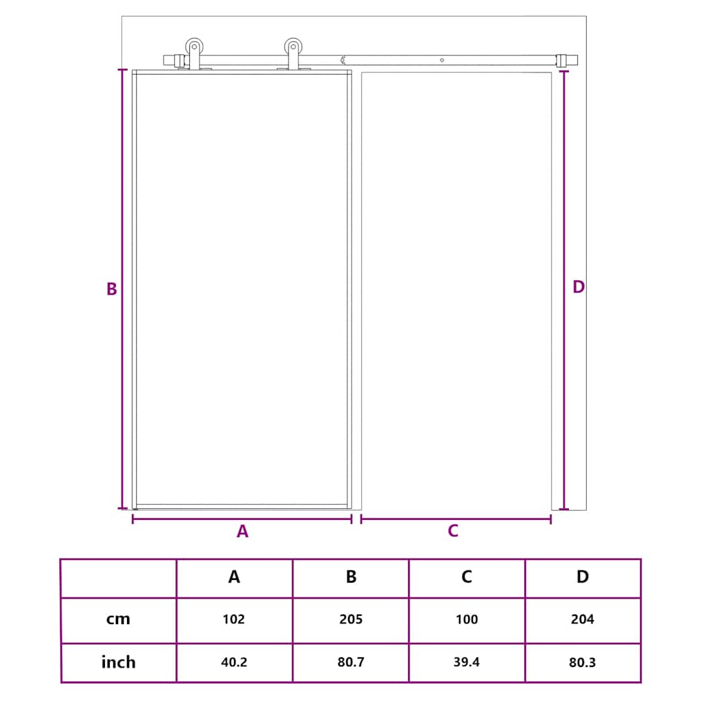 Sliding door tempered glass and aluminum 102x205 cm black