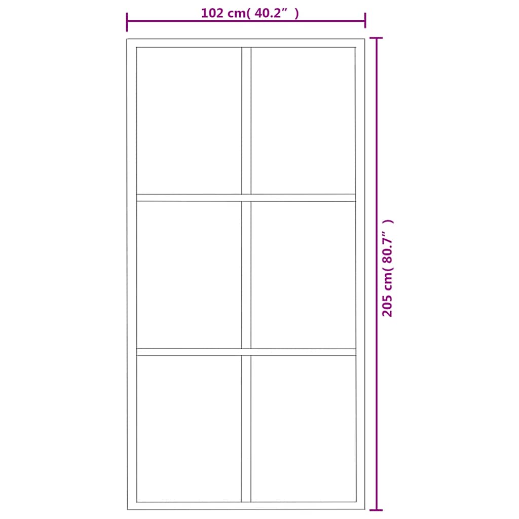 Sliding door made of toughened glass and aluminum 102x205 cm black