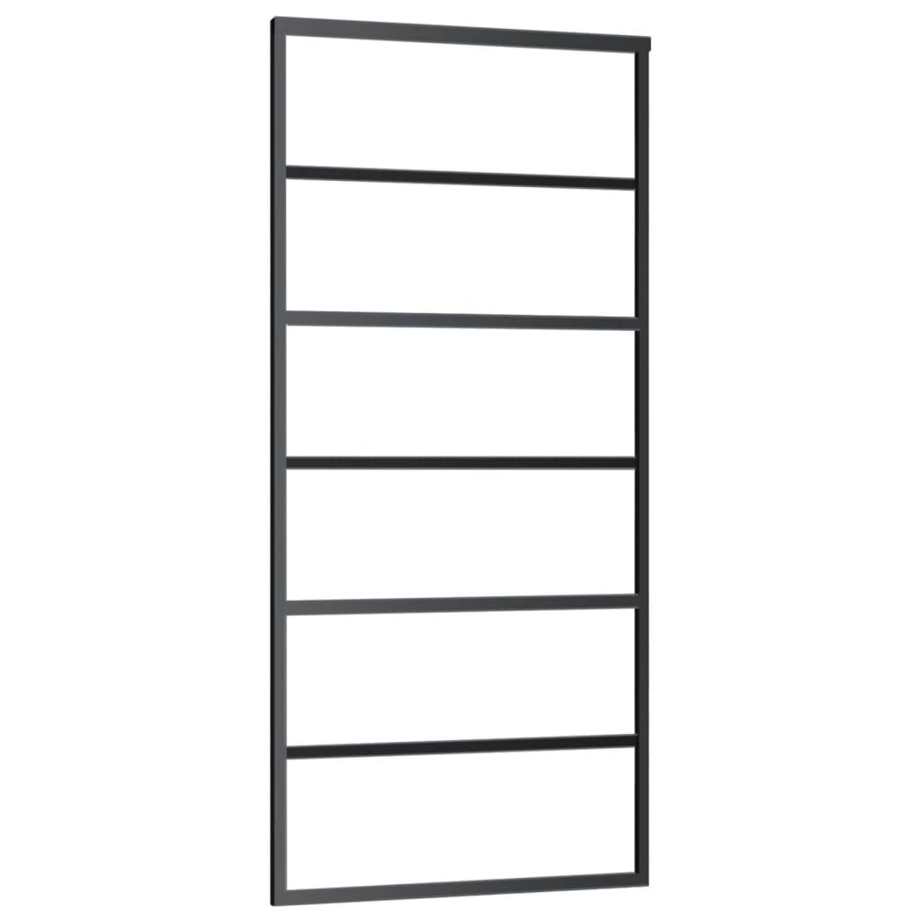 Sliding door tempered glass and aluminum 90x205 cm black