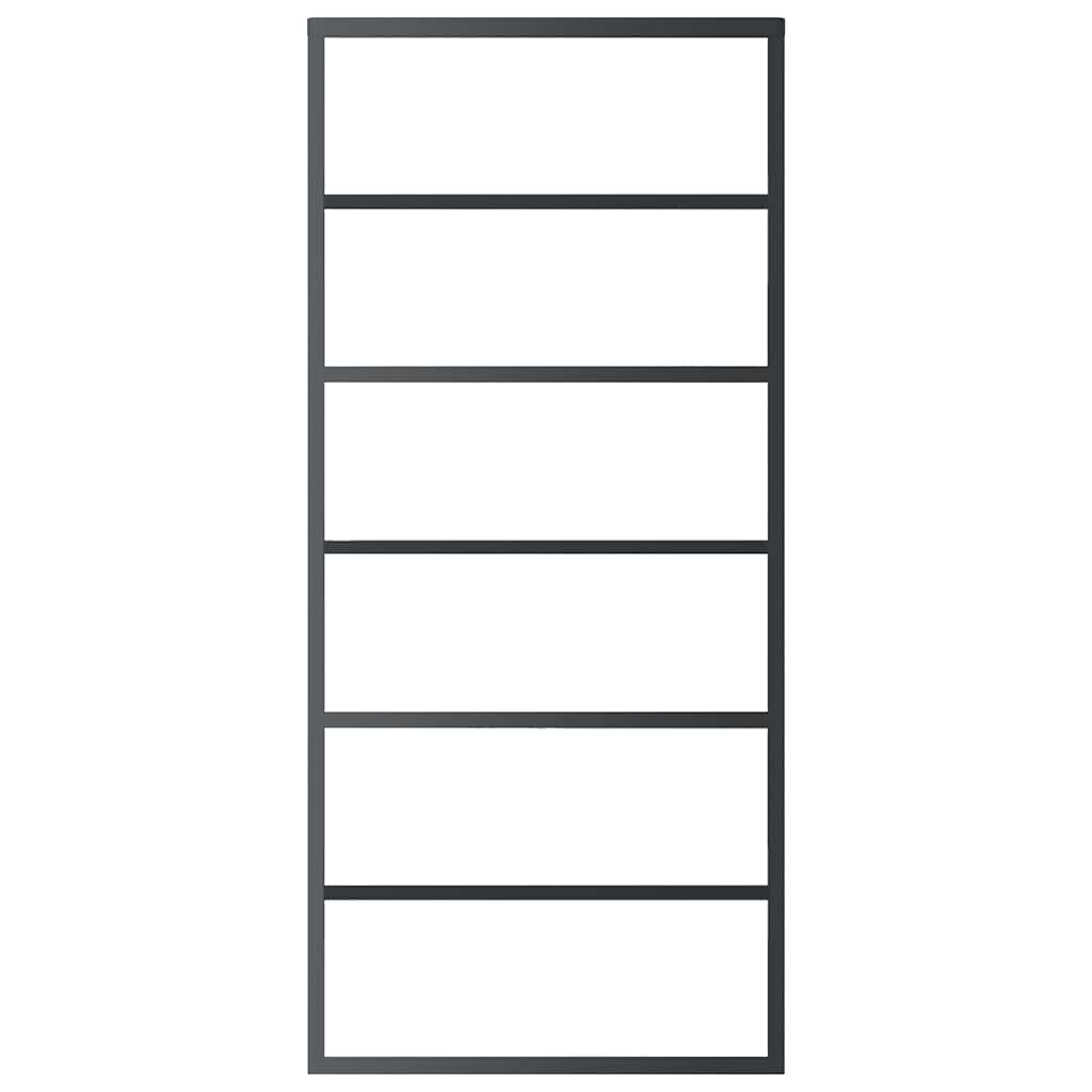 Sliding door tempered glass and aluminum 90x205 cm black