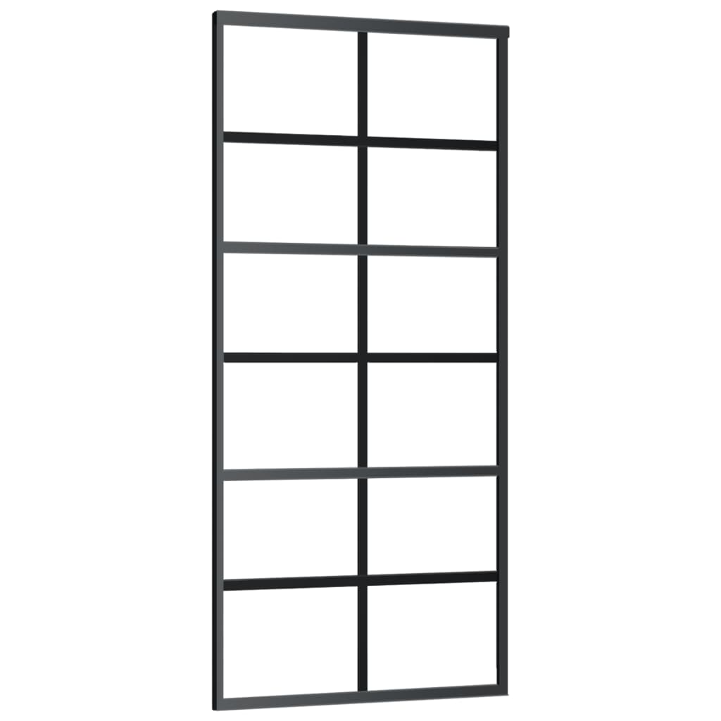 Sliding door tempered glass and aluminum 90x205 cm black