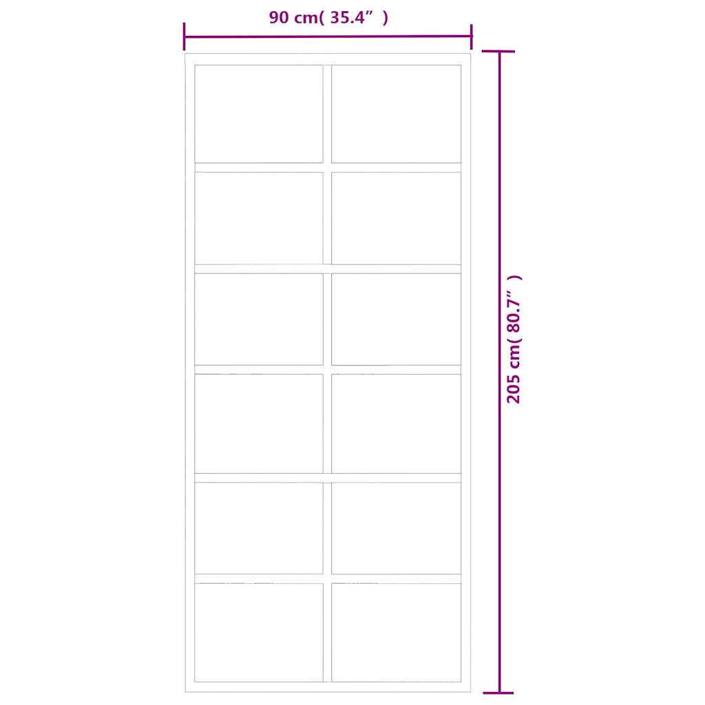 Sliding door tempered glass and aluminum 90x205 cm black