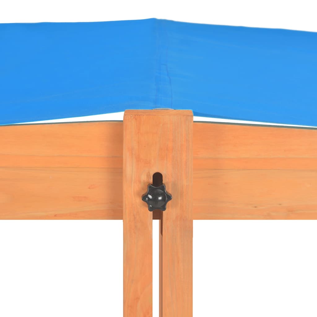 Sandpit with adjustable roof fir wood 115x115x115 cm
