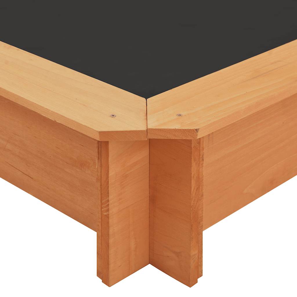 Sandpit with adjustable roof fir wood 115x115x115 cm