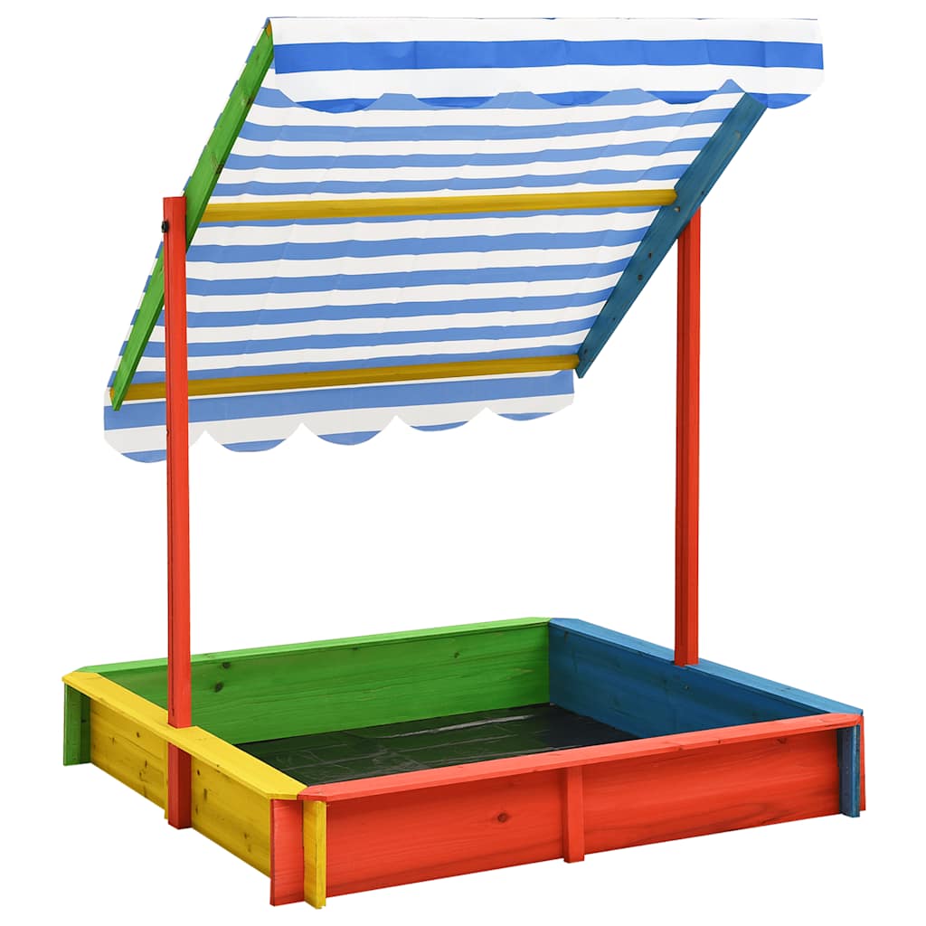 Sandpit with adjustable roof fir wood multicolored UV50