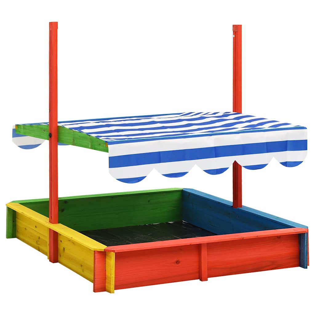 Sandpit with adjustable roof fir wood multicolored UV50