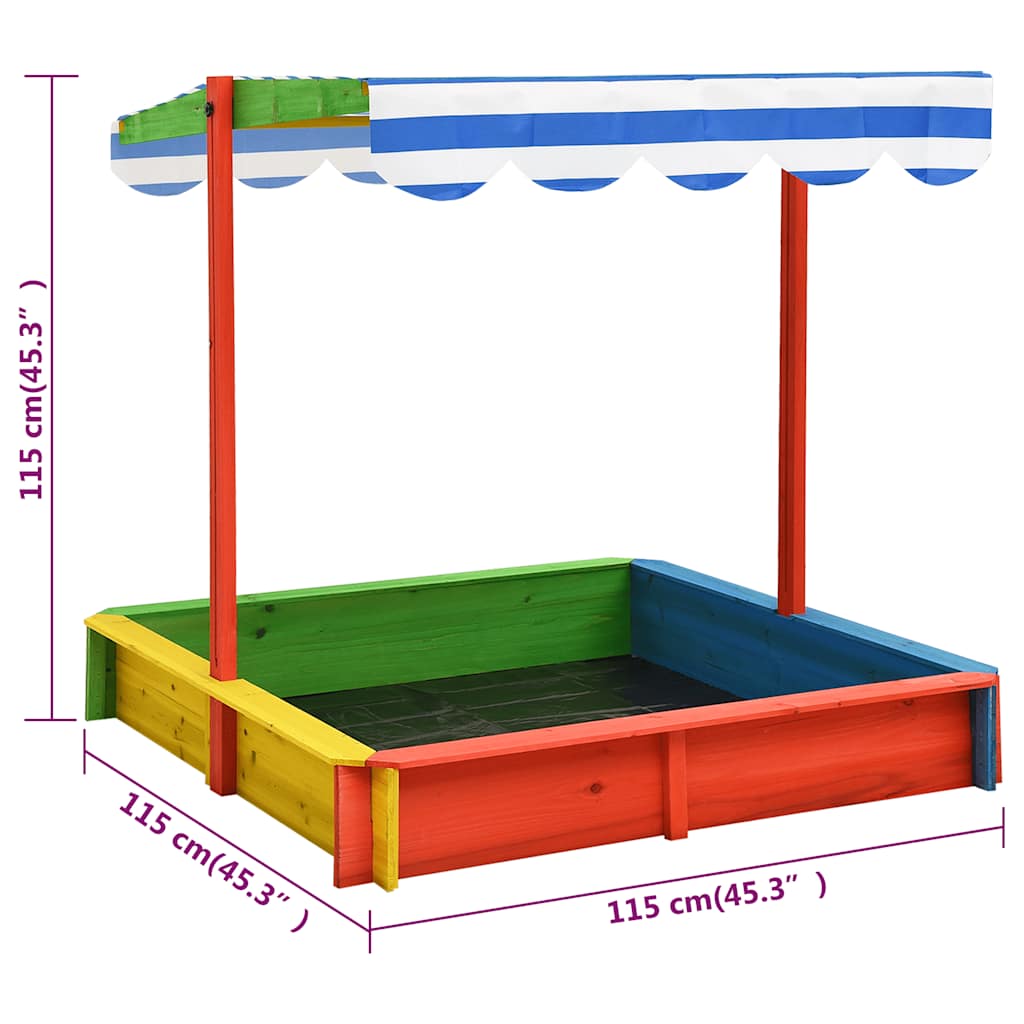 Sandpit with adjustable roof fir wood multicolored UV50