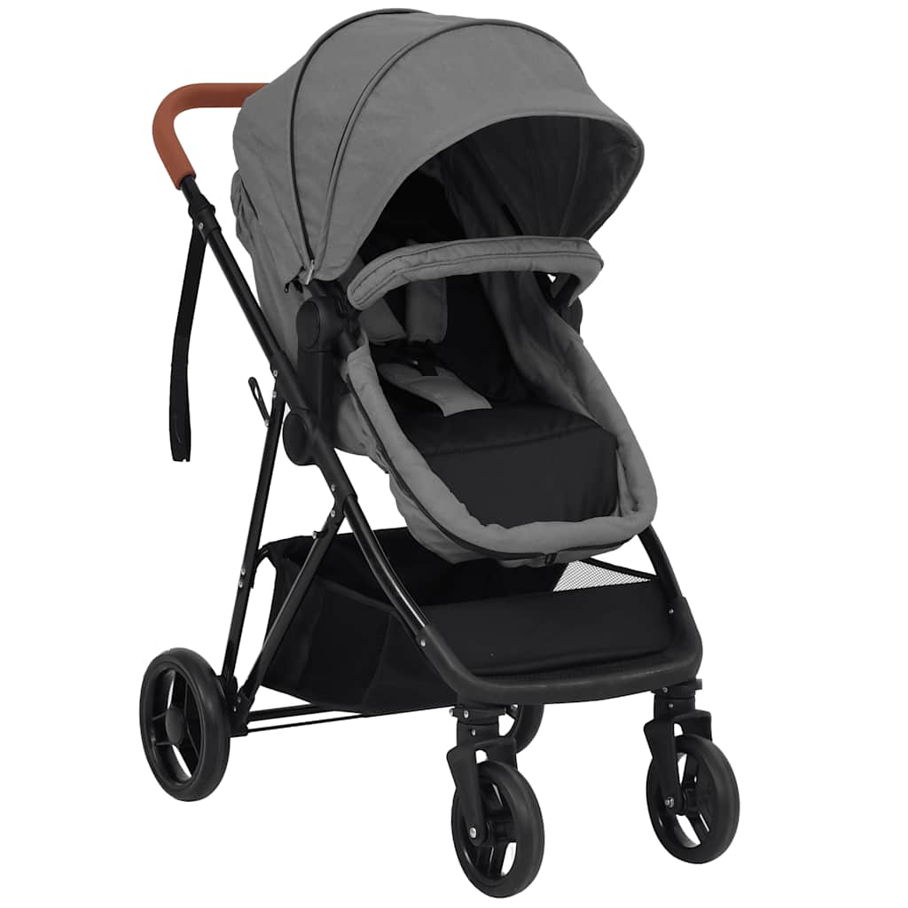 3-in-1 stroller light grey and black steel