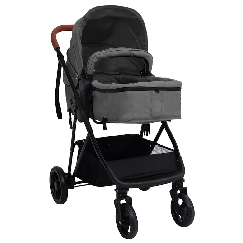 2-in-1 stroller light grey and black steel