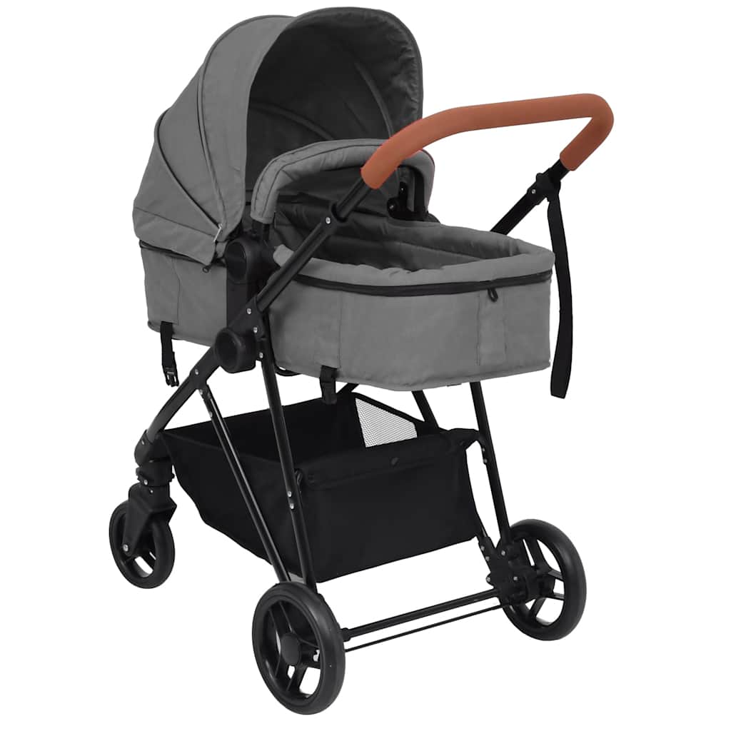 2-in-1 stroller light grey and black steel