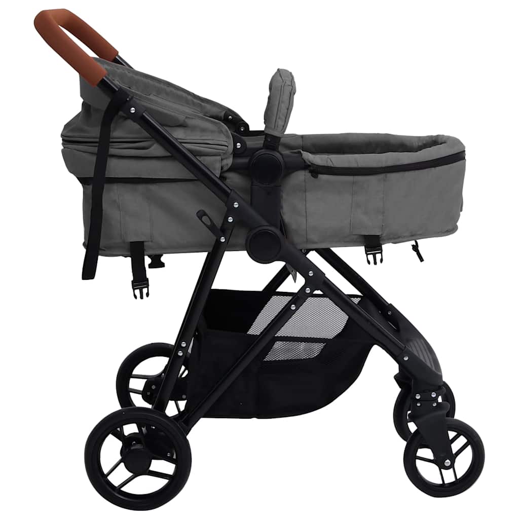 2-in-1 stroller light grey and black steel