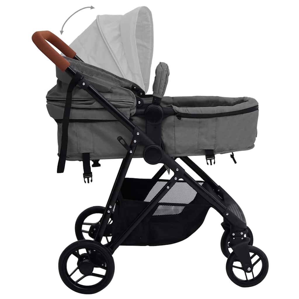 2-in-1 stroller light grey and black steel