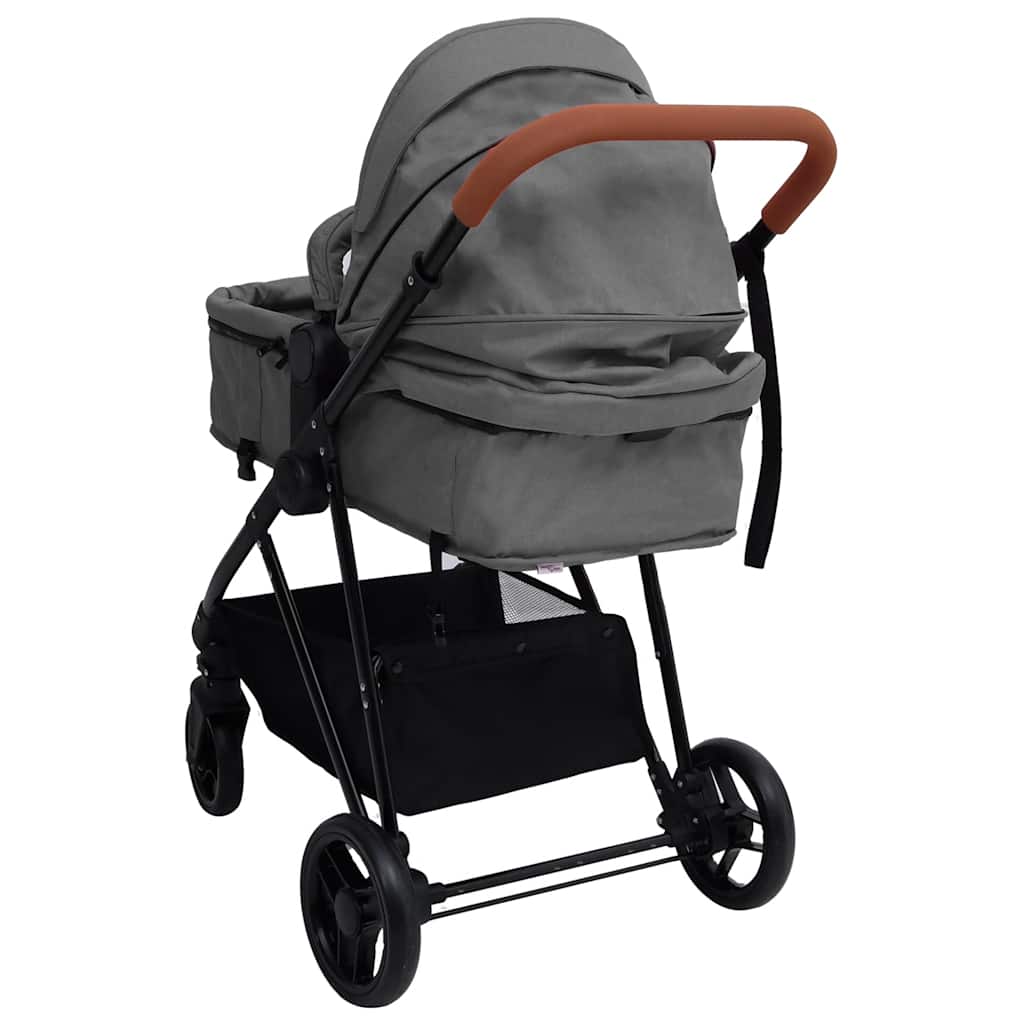 2-in-1 stroller light grey and black steel