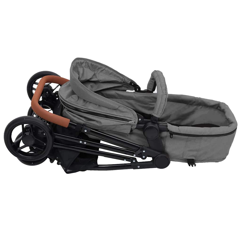 2-in-1 stroller light grey and black steel
