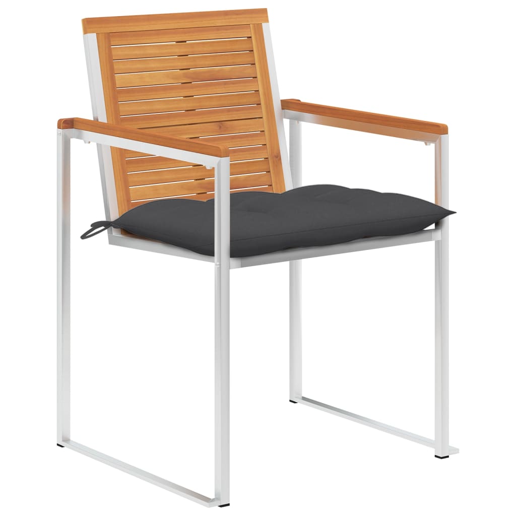 Garden chairs 8 pcs with cushions solid wood acacia