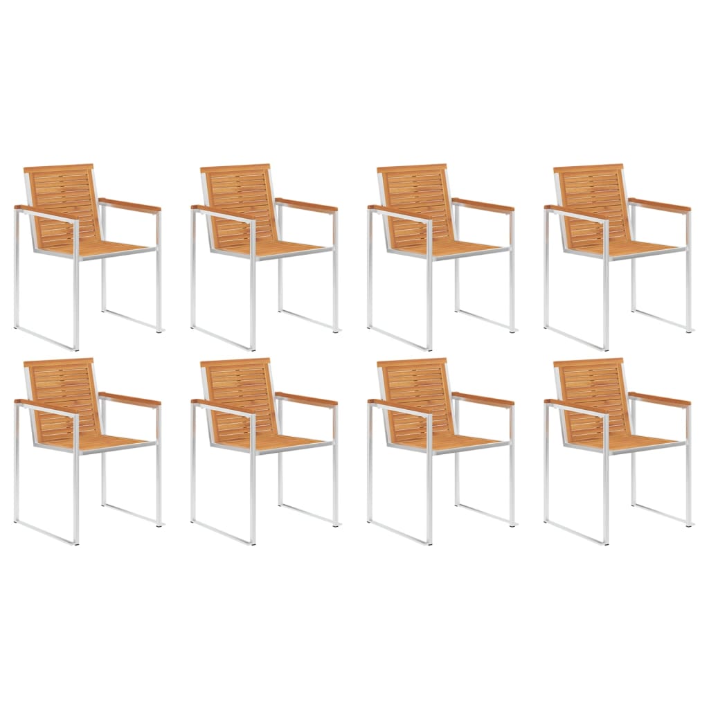 Garden chairs 8 pcs with cushions solid wood acacia