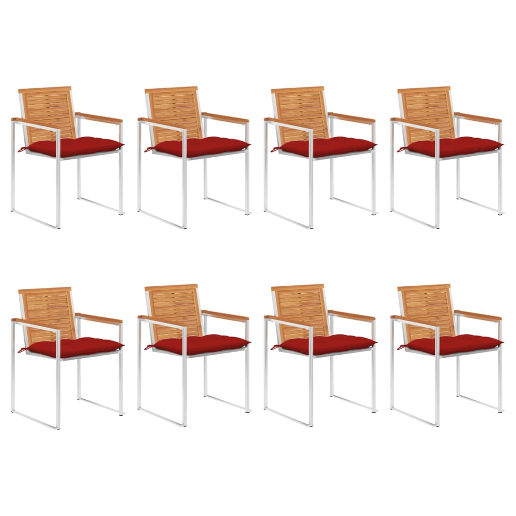 Garden chairs 8 pcs with cushions solid wood acacia