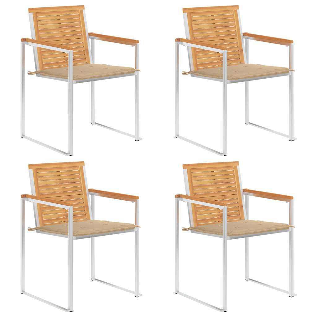 Garden chairs 4 pcs with cushions solid teak wood