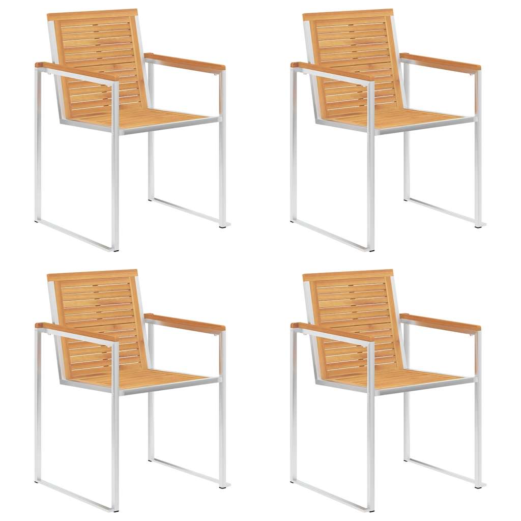 Garden chairs 4 pcs with cushions solid teak wood