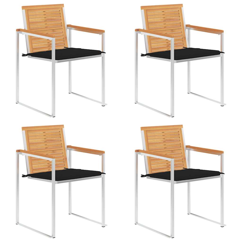 Garden chairs 4 pcs with cushions solid teak wood