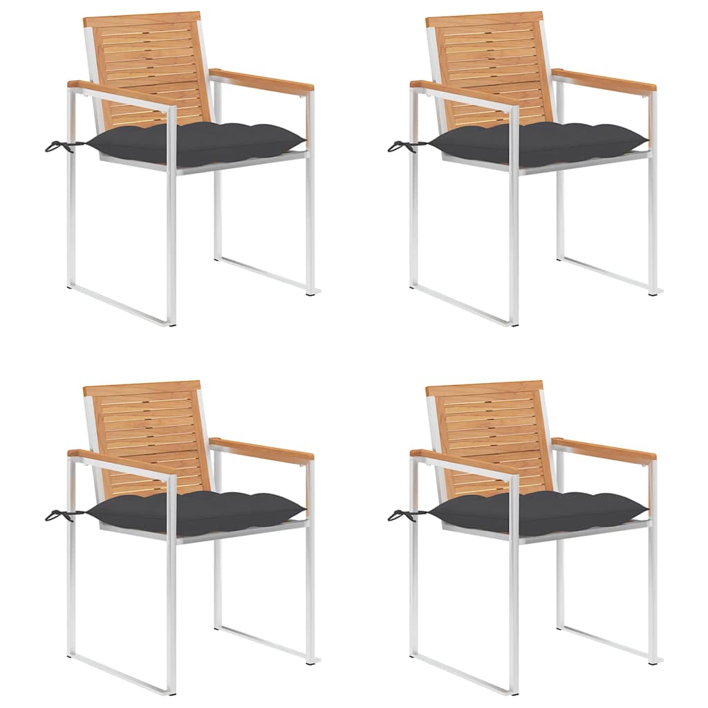 Garden chairs 4 pcs with cushions solid teak wood