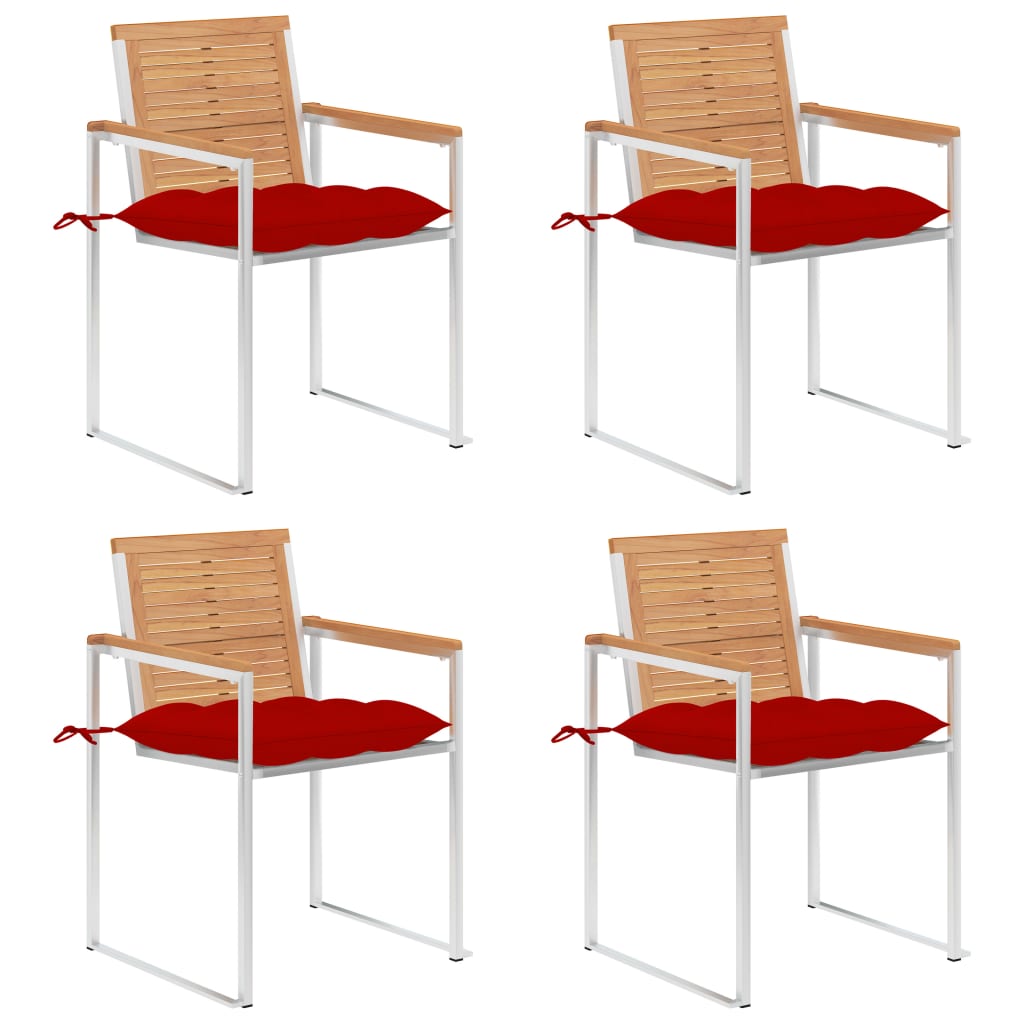Garden chairs 4 pcs with cushions solid teak wood