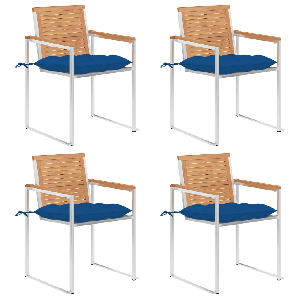 Garden chairs 4 pcs with cushions solid teak wood