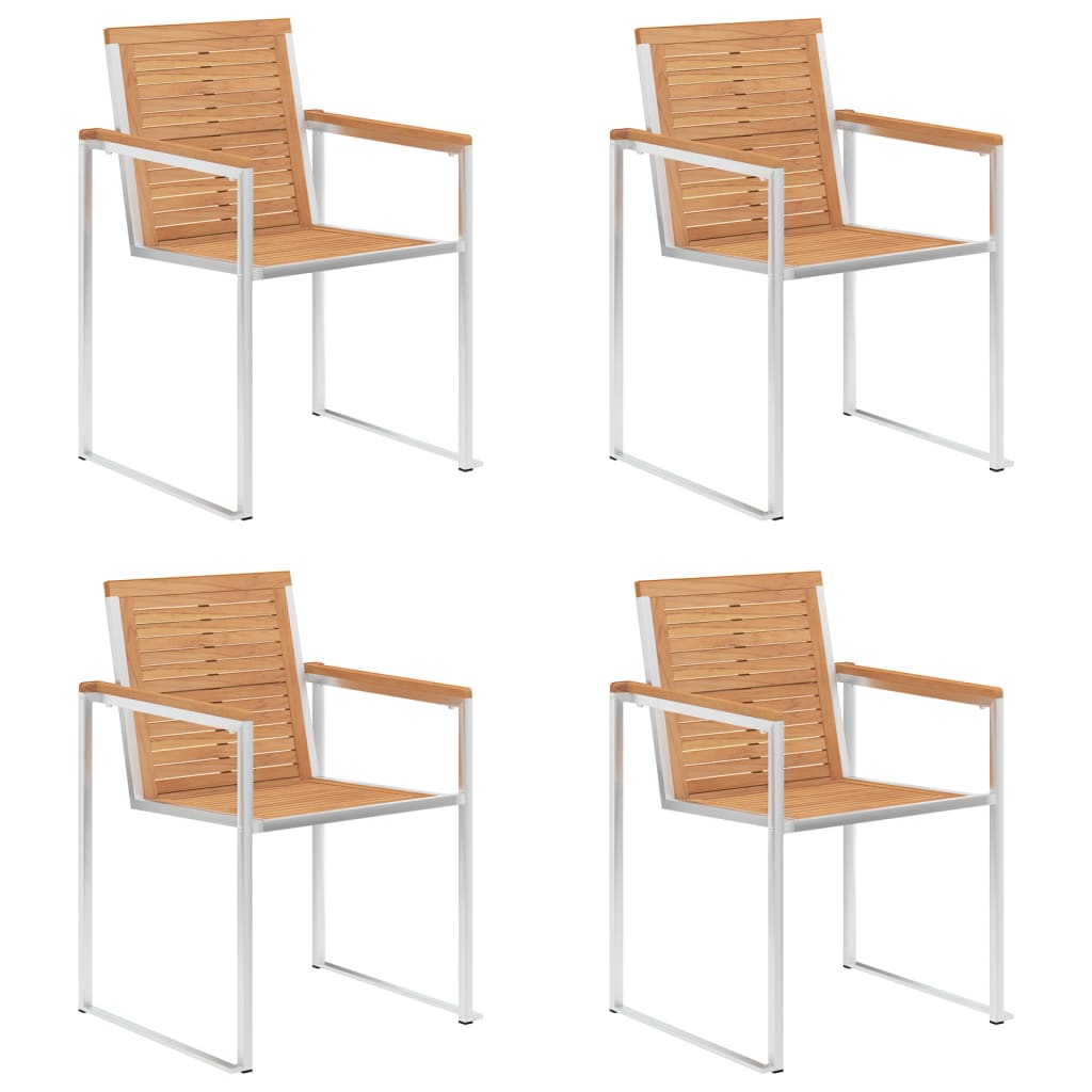 Garden chairs 4 pcs with cushions solid teak wood